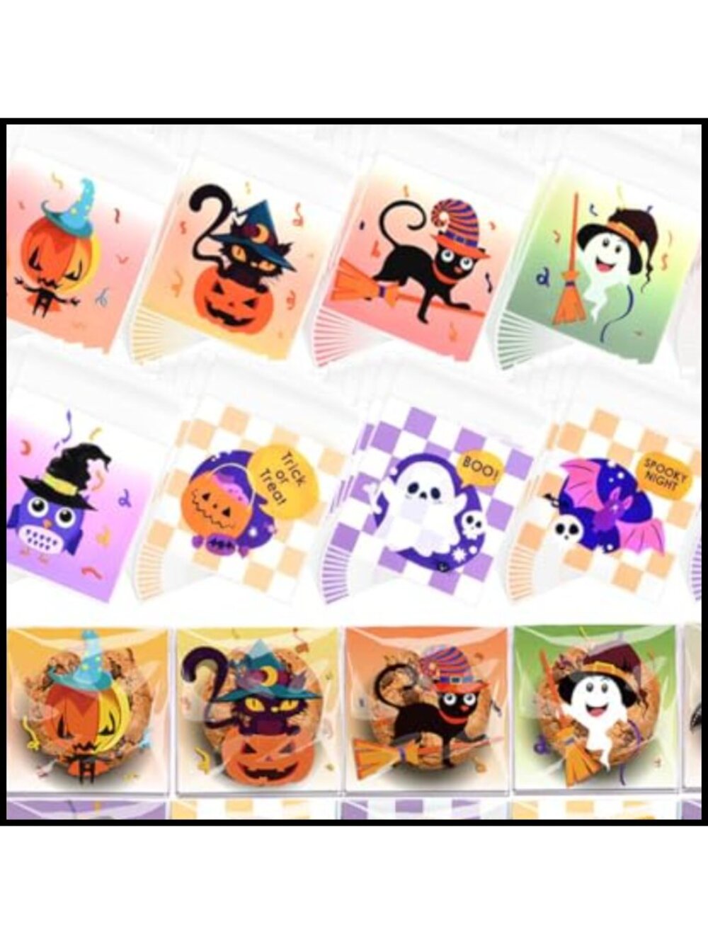 200PCS Halloween Cellophane Treat Bags Self Adhesive Ziplock Candy Goodie Bags